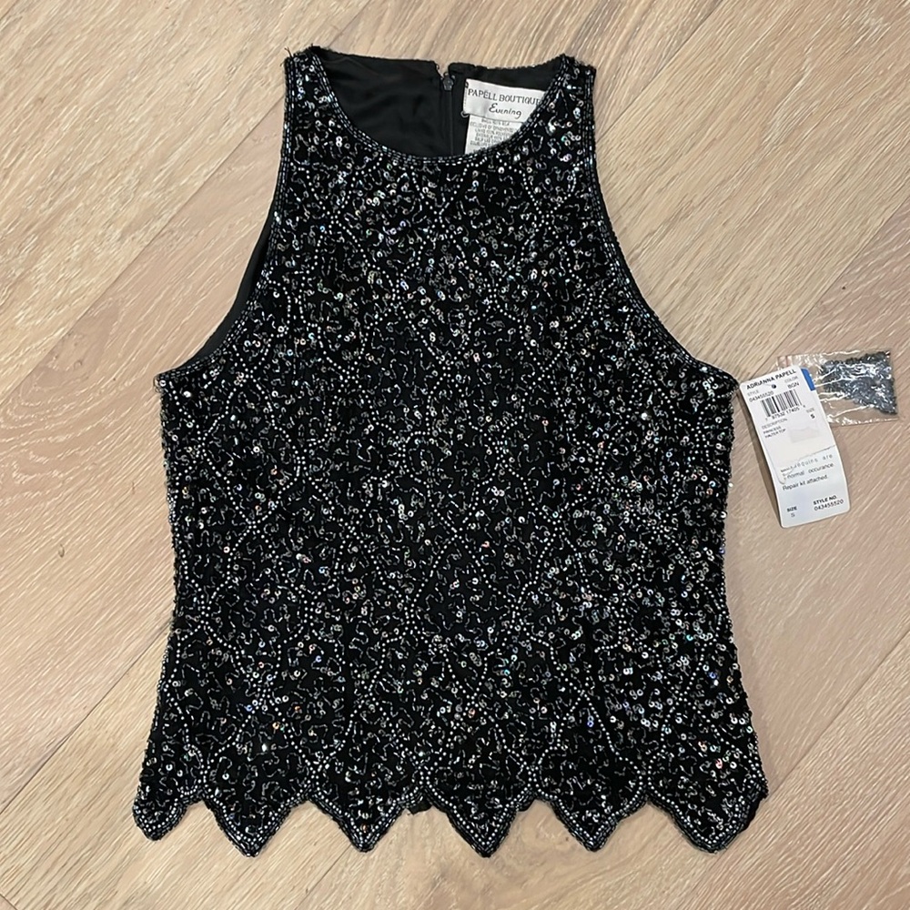 Adrianna Papell Beaded Evening Halter top NWT - Size S